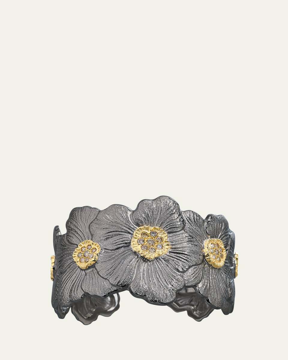Blossom Gardenia Cuff in Burnished Silver